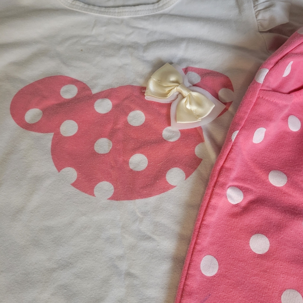 Minnie Mouse Girls 3T Polka Dot Pink Comfy Matching Set - Picture 2 of 3